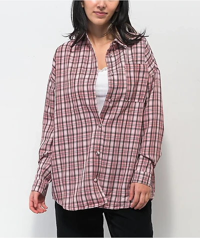 Daisy Street Lucy Pink Plaid Flannel Shirt