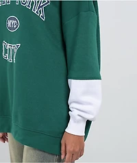Daisy Street NYC Oversized Green & White Hoodie