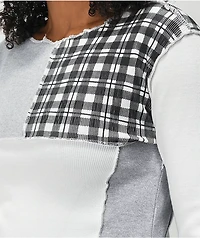 Daisy Street Patchwork Long Sleeve Crop Top