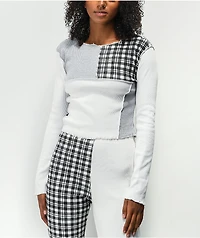 Daisy Street Patchwork Long Sleeve Crop Top
