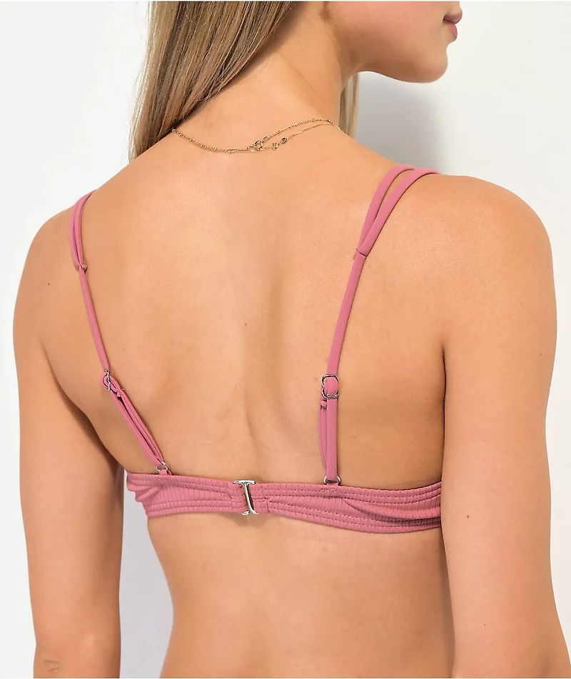 Damsel Amy Rib V Lotus Pink Bralete Bikini Top