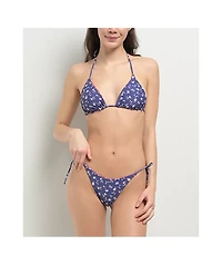 Damsel Bella Floral Ditsy Blue & Red Reversible High Leg Bikini Bottom