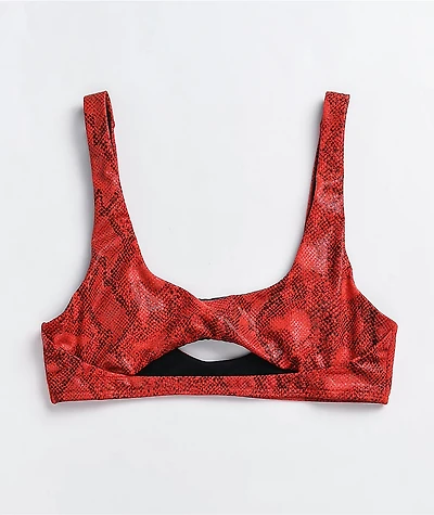 Damsel Boa Red Python Cutout Sport Bikini Top