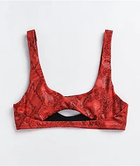 Damsel Boa Red Python Cutout Sport Bikini Top