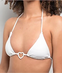 Damsel Chanel Heart Rib White Triangle Bikini Top