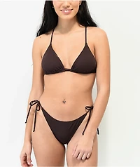 Damsel Chestnut Flat Ribbed Triangle Bikini Top
