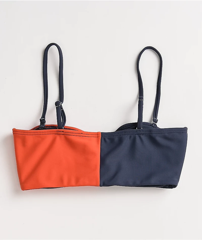 Damsel Chloe Split Blue & Orange Bandeau Bikini Top