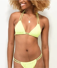 Damsel Heidi Fancy Neon Yellow Rib Triangle Bikini Top