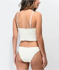 Damsel Megan Super Ribbed Cheeky White Bikini Bottom