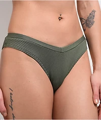 Damsel Olive Corded Rib Army Green High Leg Bikini Bottom