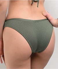 Damsel Olive Corded Rib Army Green High Leg Bikini Bottom