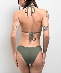 Damsel Olive Corded Rib Army Green High Leg Bikini Bottom
