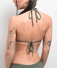 Damsel Olive Corded Rib Army Green Triangle Bikini Top