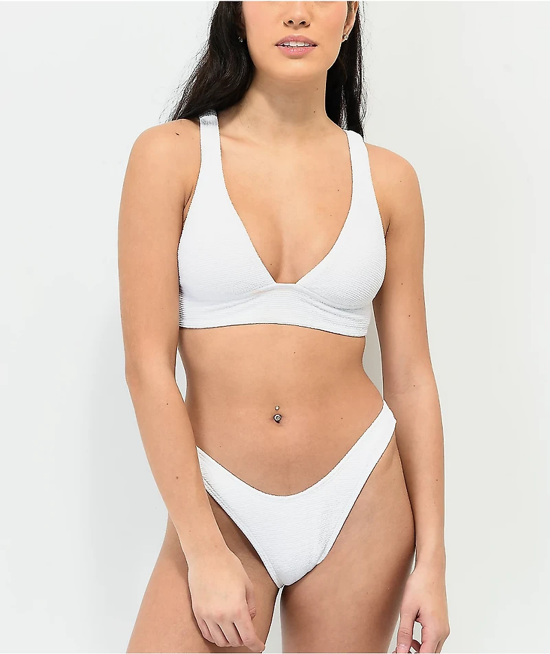 Damsel White Mini Ruffle Sport Bikini Top