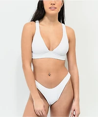 Damsel White Mini Ruffle Sport Bikini Top