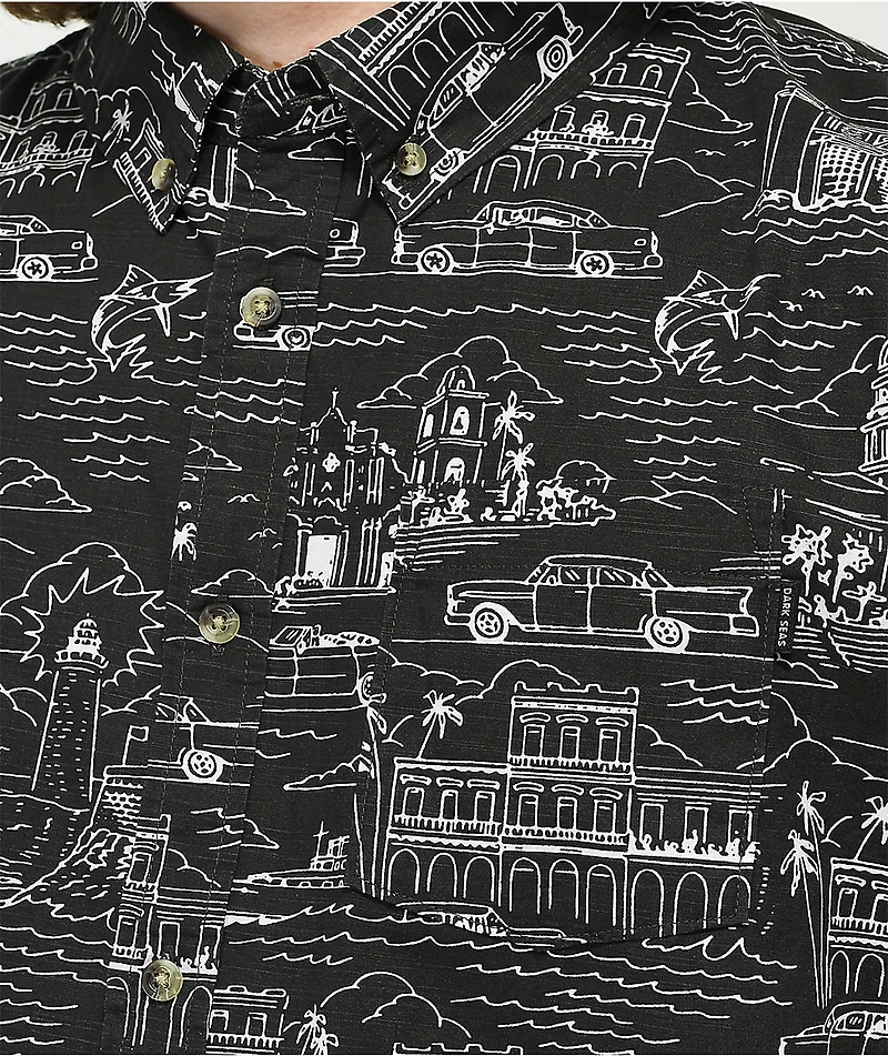 Dark Seas Castillo Black Short Sleeve Button Up Shirt