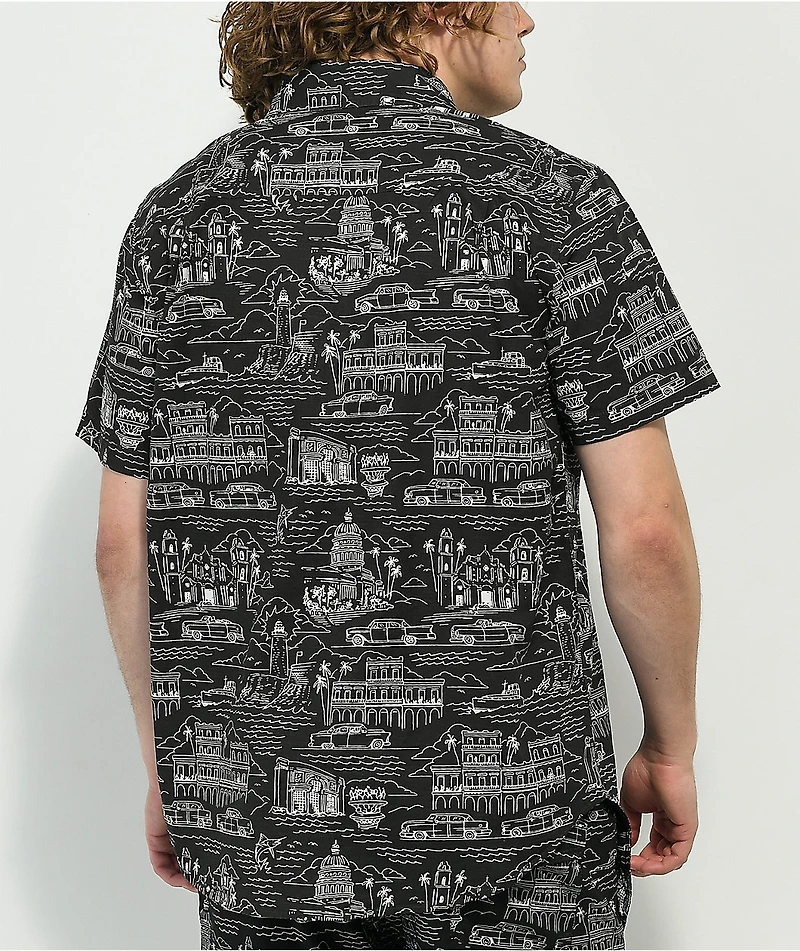 Dark Seas Castillo Black Short Sleeve Button Up Shirt
