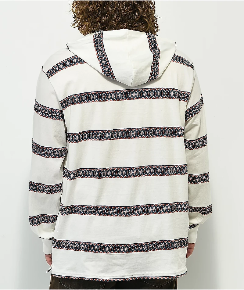 Dark Seas Rubuston Burgundy & White Hooded Long Sleeve