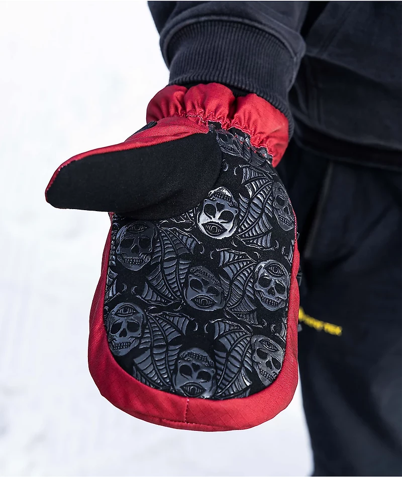 Deathgrip x 1910 Ghoul Red & Black Snowboard Mittens