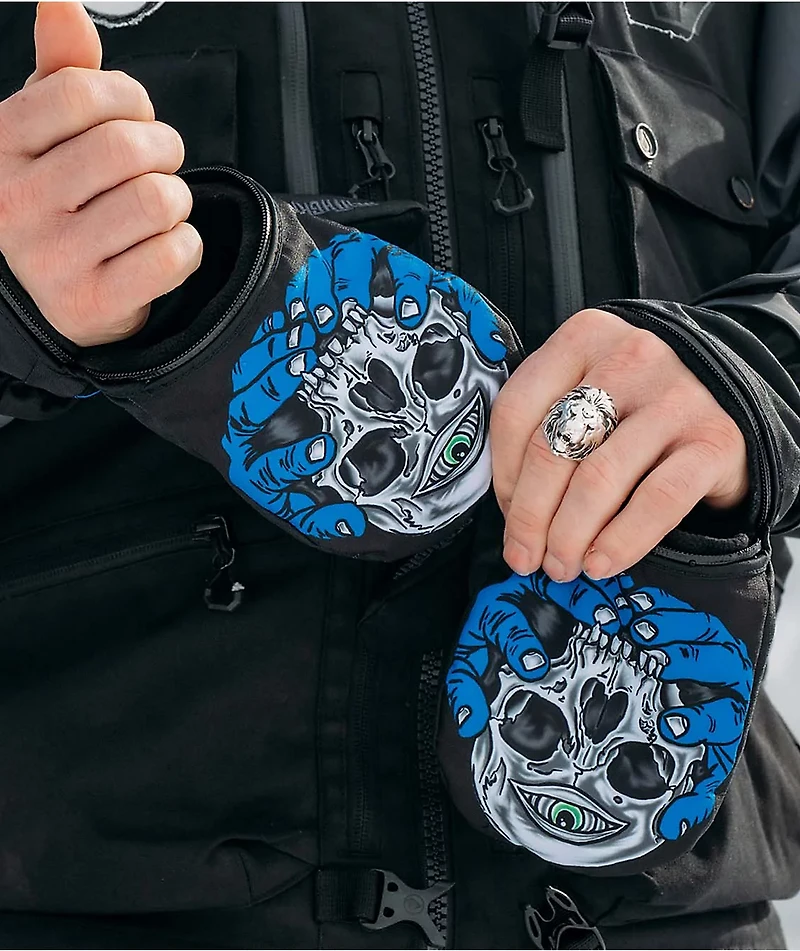 Deathgrip x Jamie Lynn Ghoul Black & Blue Snowboard Mittens