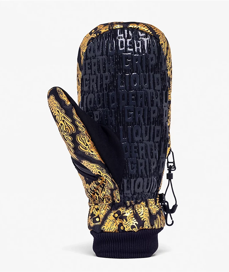 Deathgrip x Liquid Death Ghoul Black & Gold Snowboard Mittens