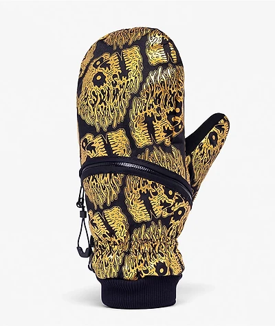 Deathgrip x Liquid Death Ghoul Black & Gold Snowboard Mittens