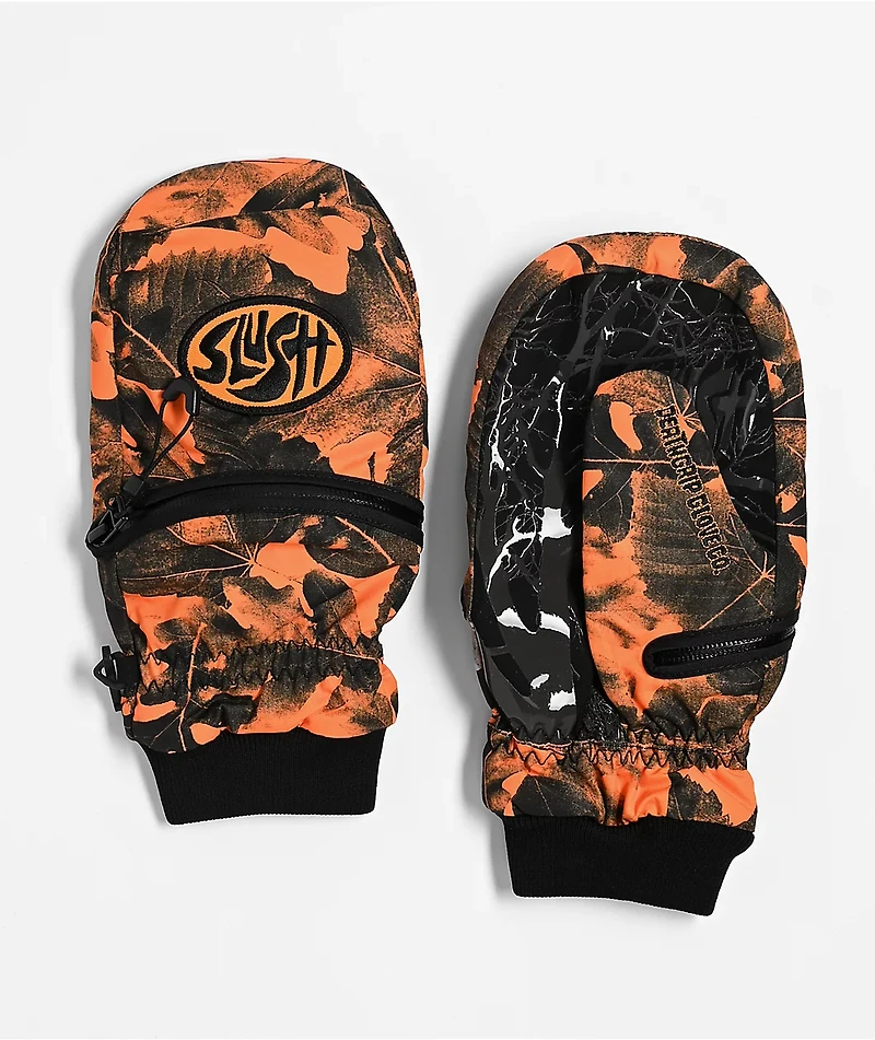 Deathgrip x Slush Ghoul Orange Camo Snowboard Mittens