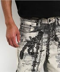 Decibel Printed Grey Straight Leg Jeans