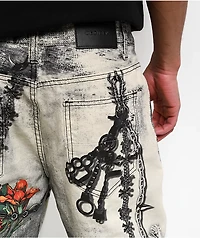 Decibel Printed Grey Straight Leg Jeans