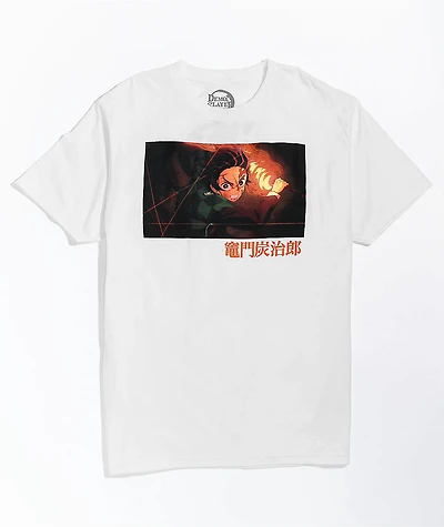 Demon Slayer Tanjiro Flame White T-Shirt