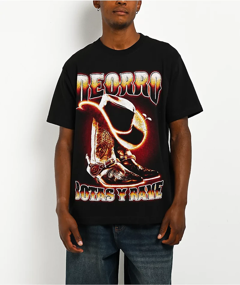 Deorro Botas Y Rave Desert Black T-Shirt