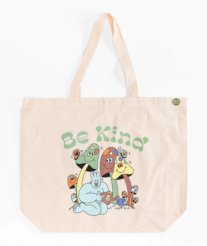 Desert Dreamer x Dreyfus Art Be Kind Mushroom Natural Tote Bag