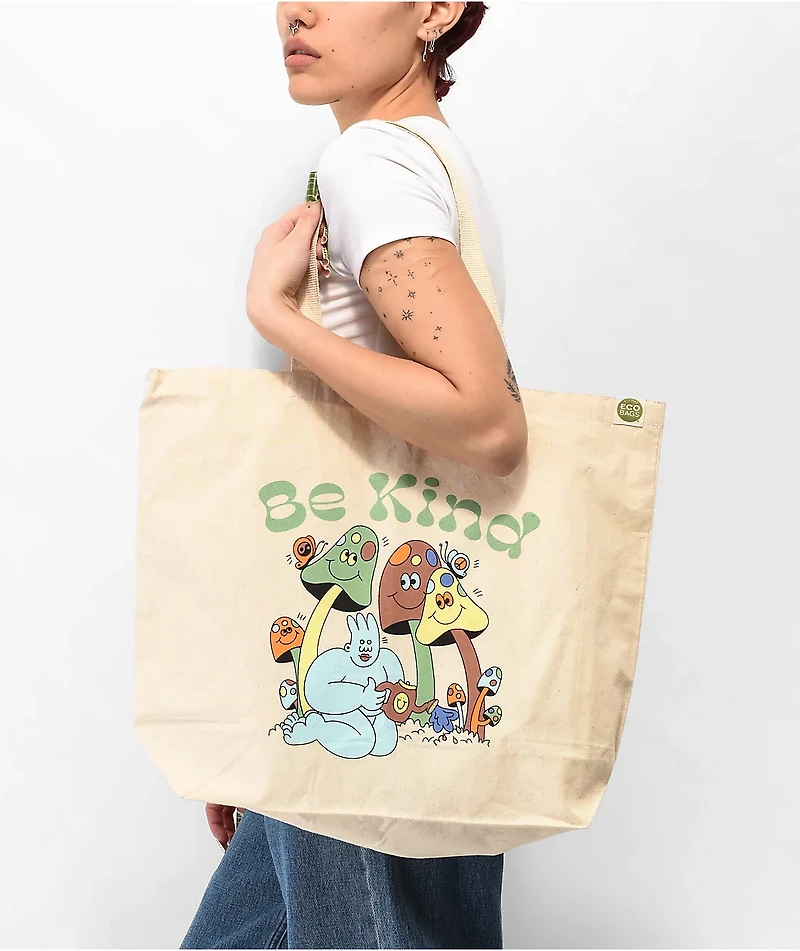 Desert Dreamer x Dreyfus Art Be Kind Mushroom Natural Tote Bag