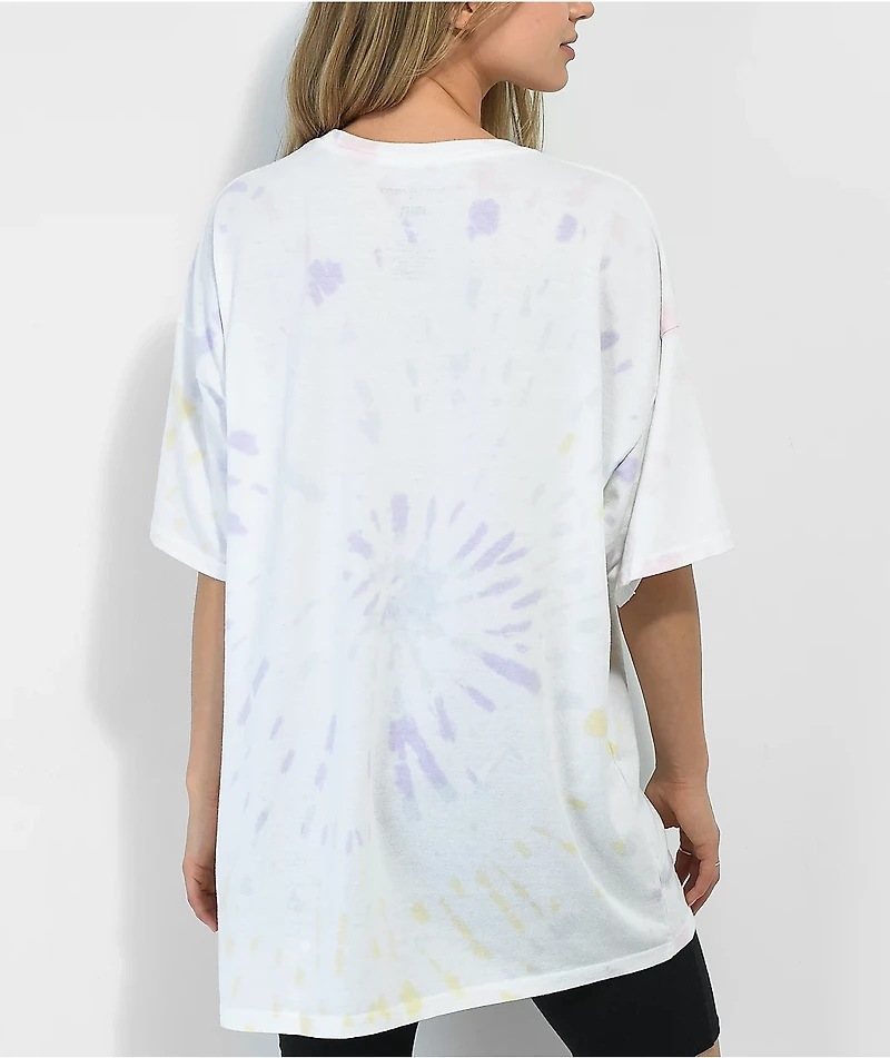 Desert Dreamer x Smiley Face Pink & White Tie Dye T-Shirt
