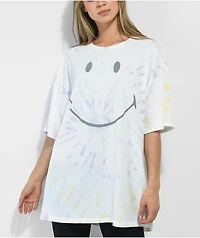 Desert Dreamer x Smiley Face Pink & White Tie Dye T-Shirt