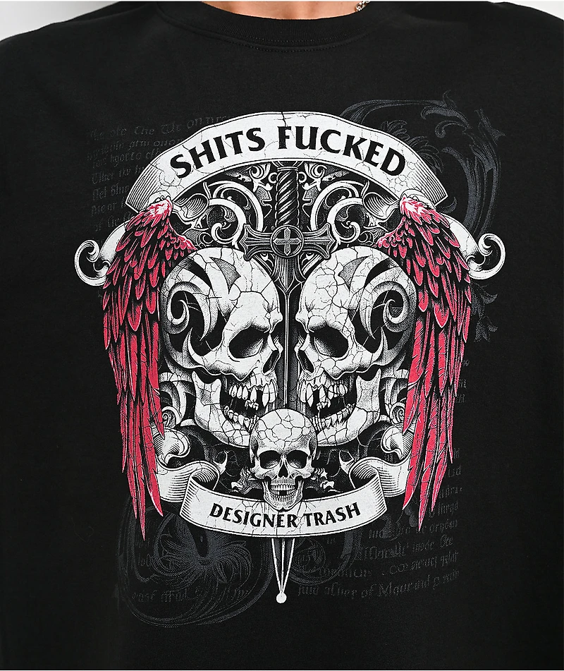 Designer Trash Skull Fucked Black T-Shirt