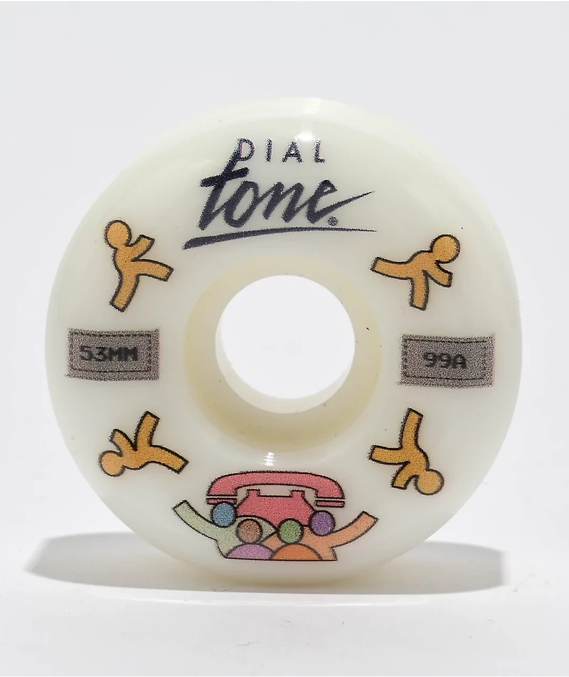Dial Tone AOL 53mm 99a White Skateboard Wheels