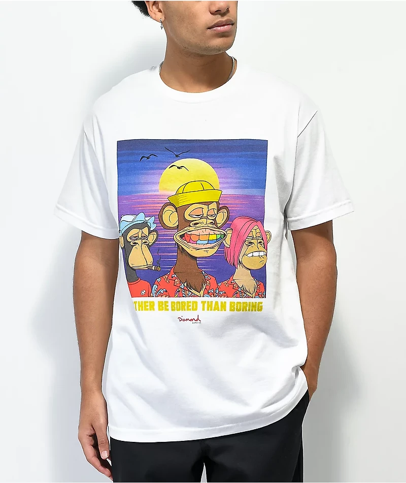 Diamond Supply Co. x Ape 3 Some White T-Shirt