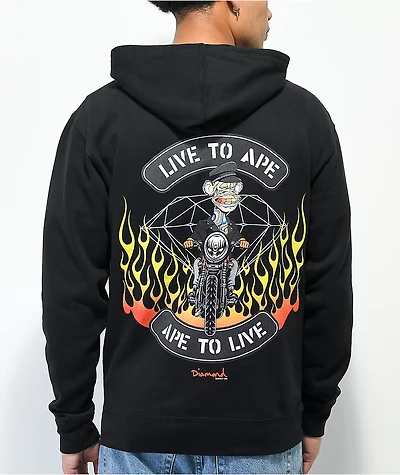 Diamond Supply Co. x Ape Live To Black Zip Hoodie