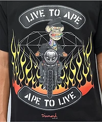Diamond Supply Co. x Ape Live to Black T-Shirt