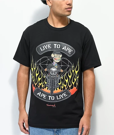 Diamond Supply Co. x Ape Live to Black T-Shirt