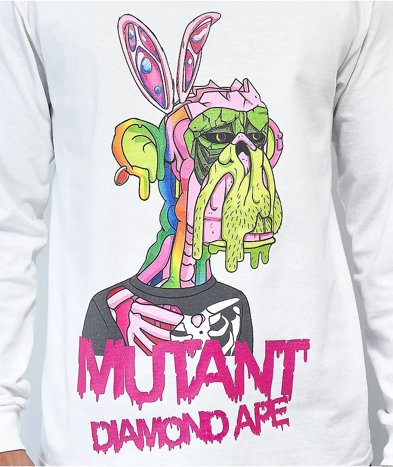 Diamond Supply Co. x Ape Mutant Bunny White Long Sleeve T-Shirt