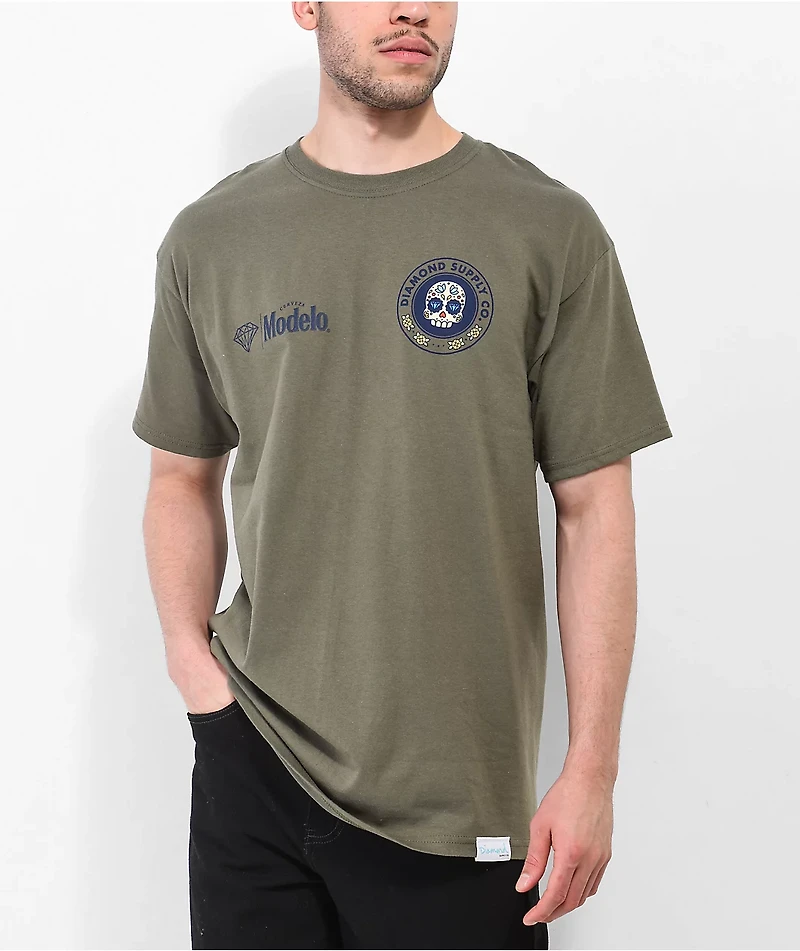 Diamond Supply Co. x Modelo Sugar Skull Green T-Shirt