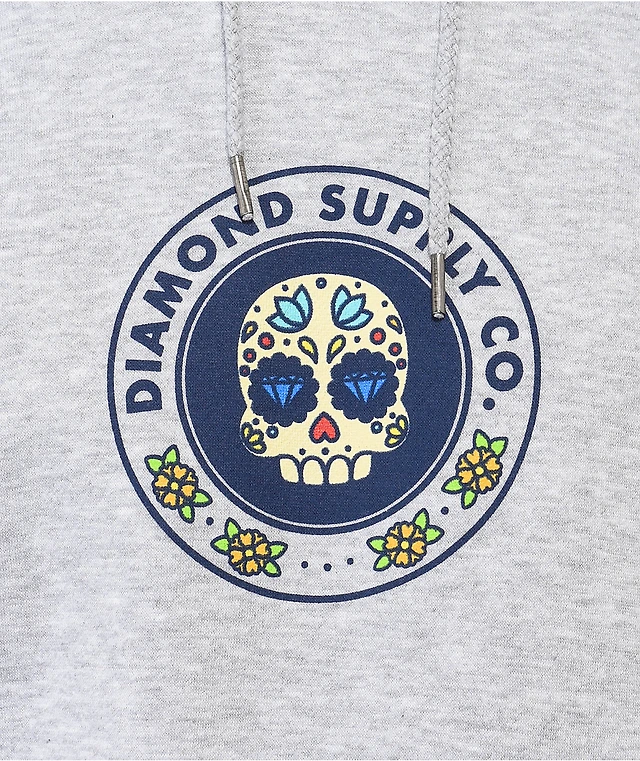 Diamond Supply x Modelo Sugar Skull Grey Hoodie at CoolSprings