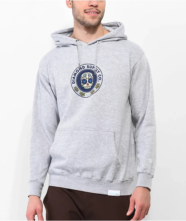 Diamond Supply x Modelo Sugar Skull Grey Hoodie Mission Valley