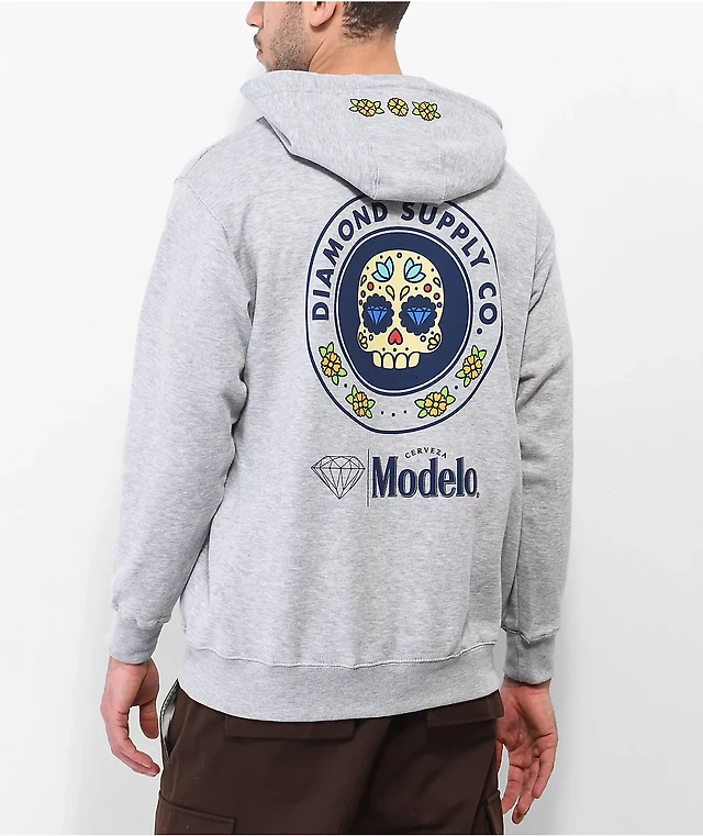 Diamond Supply x Modelo Sugar Skull Grey Hoodie Connecticut - Main Image