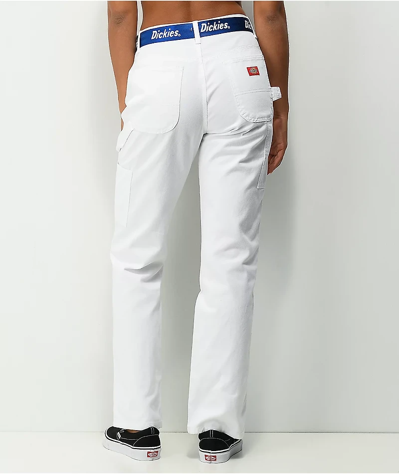 Dickies Belted White Carpenter Pants