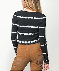 Dickies Black & White Tie Dye Long Sleeve Crop Shirt