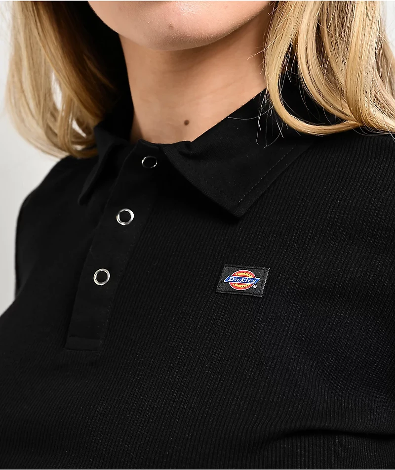 Dickies Black Long Sleeve Polo Top