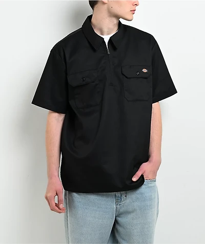 Dickies Black Quarter Zip Work Shirt